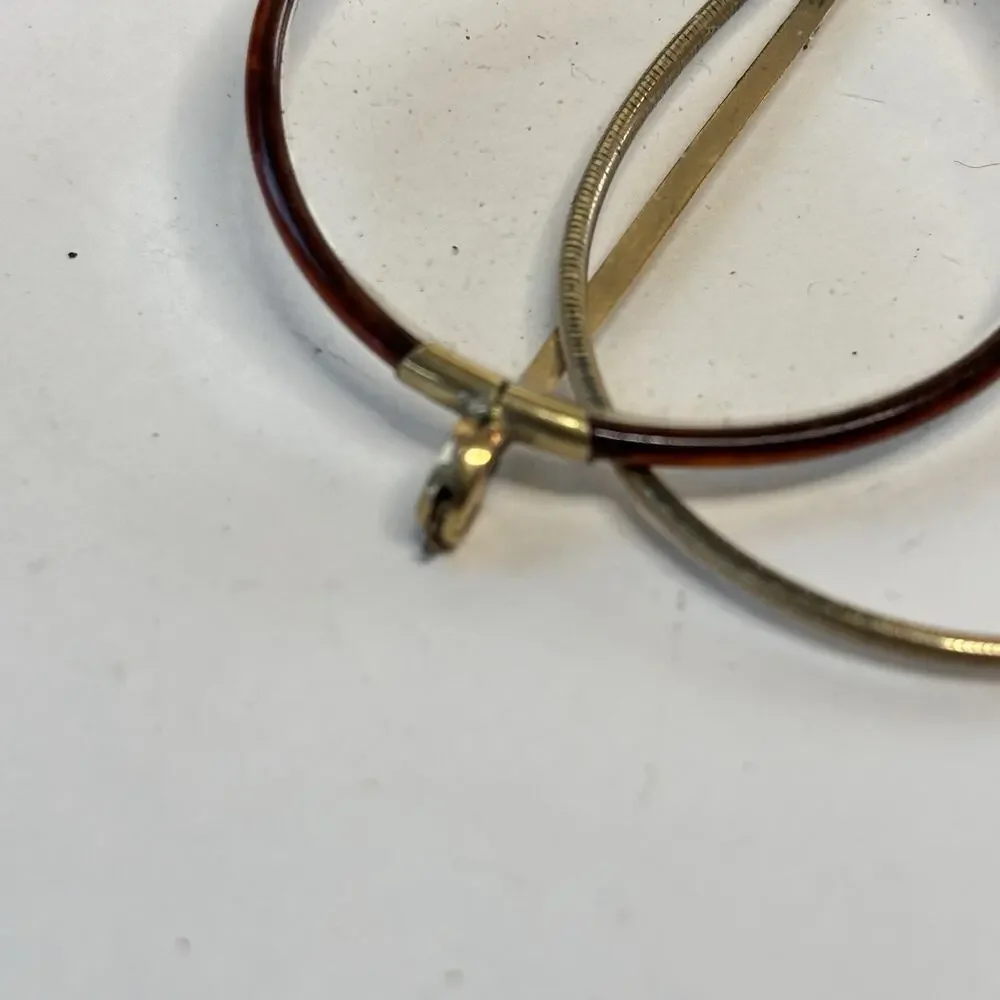 Antique 1/10 12K GF Horn Rim Eyeglasses Round Cable Temple Frames Case AS IS